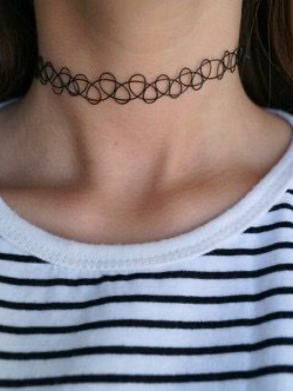 Brandy Melville Black Stretch Tattoo Choker Necklace Plastic One Size